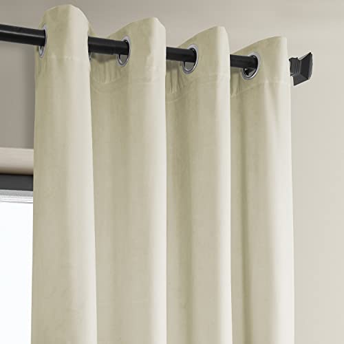 HPD Half Price Drapes Grommet Plush Velvet Curtains 84 Inches Long Room Darkening Curtains for Bedroom & Living Room (1 Panel), 50W x 84L, Au Lait Creme