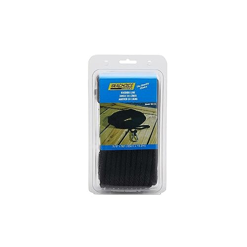 Seachoice 3/8 In. X 50 Ft. Solid Braid Nylon Anchor Line, Black