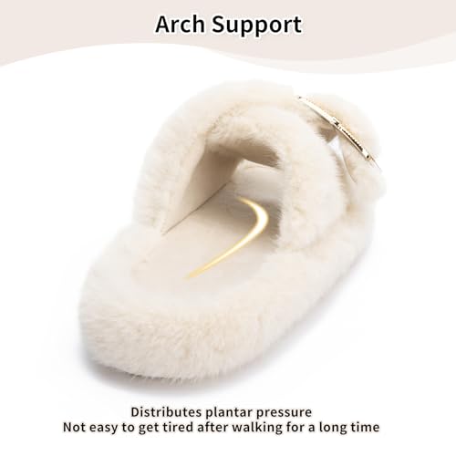 GOEWY Fuzzy Slippers for Women Indoor Outdoor Fluffy House Womens Slippers with Memory Foam Anti-Skid Sole Gifts for Mom Ladies