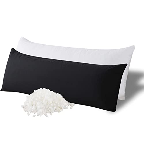 WhatsBedding Memory Foam Body Pillow with Breathable Zippered Cotton Cover, Full Body Pillow for Adults, Long Pillow for Sleeping, Firm Body Pillow Breathable Fluffy Supportive - Orange