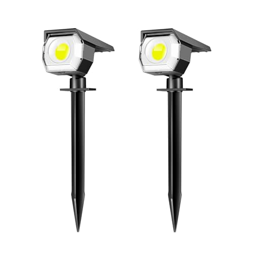 Peasur 2 Pack Solar Spot Lights Outdoor, Solar Spotlights Outdoor Waterproof 2-in-1 Auto On/Off Solar Landscape Lighting for Outside Yard Wall Garden Pathway