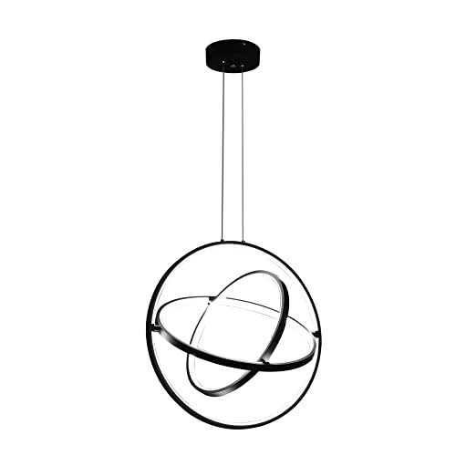 Fang Yan Mei Modern Black Chandelier Round Chandeliers LED Pendant Light,Contemporary Chandelier Hanging Light Dimmable for Dinning Room,Kitchen,Bedroom,Living Room 68W 3000-6000k 3rings