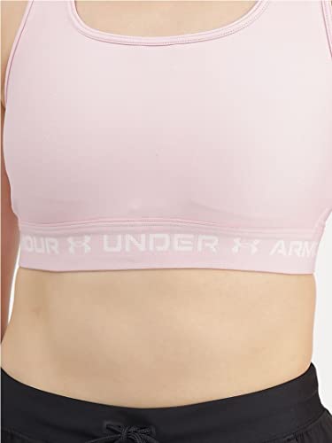 Under Armour Womens Crossback Mid Impact Sports Bra , White (100)/Halo Gray , Medium