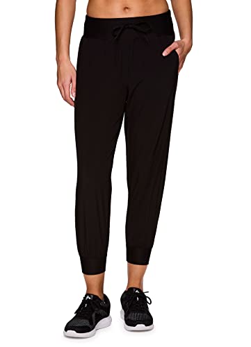 RBX Women's Ankle Length Quick Drying Woven Jogger Pant with Pockets Jgr Black S