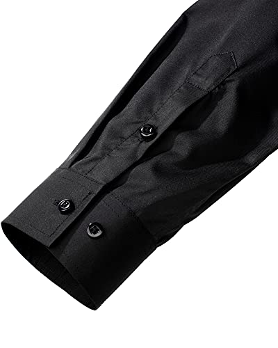 Alimens & Gentle Men's Dress Shirts Wrinkle-Free Long Sleeve Stretch Solid Formal Business Button Down Shirt with Pocket