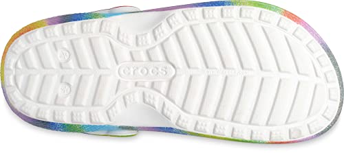 Crocs Unisex-Adult Classic Tie Dye Lined Clogs | Fuzzy Slippers, Powder Blue/Multi, 12 Women/10 Men