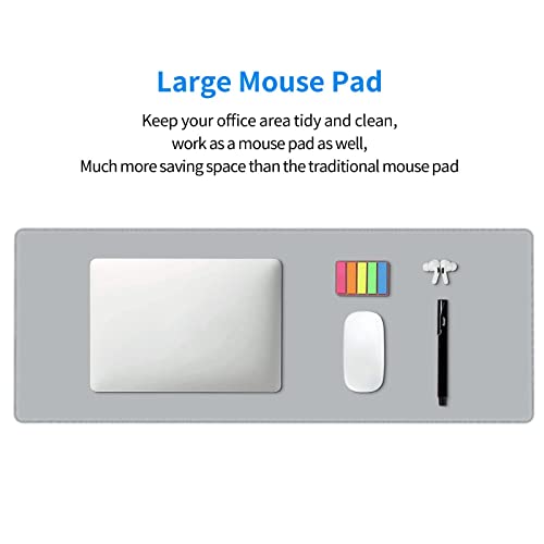 Gray Mouse Pad XL Large Extended Desk Pad for Desktop Keyboard Non Slip Rubber Base Full Desk Mat Mousepad with Stitched Edge for Office Home Work Gaming Accessory 31.5 x 11.8 inches