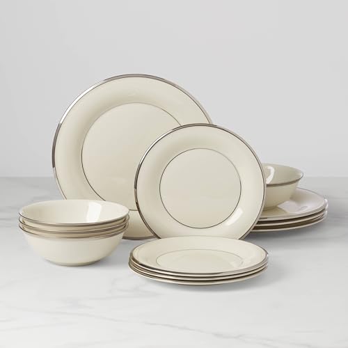 Lenox Solitaire Piece Dinnerware Set, 12 Count, White