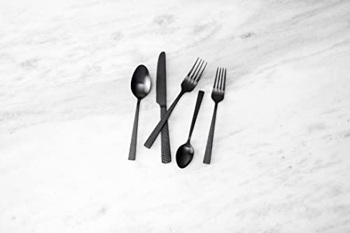 Fortessa Nomad Stainless Steel Flatware, Brushed Matte Black, 20 Piece Place Setting, Service for 4