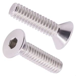 M8-1.25 x 60mm (12 pcs) Flat Socket Cap Screws, 304 Stainless Steel 18/8, Full Thread, Countersunk Head, Connections Bolts, DIN7991