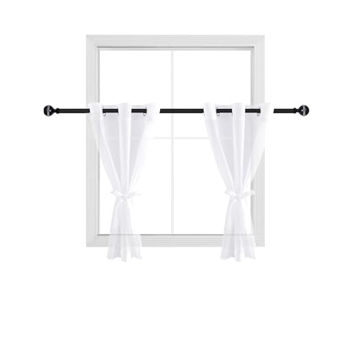 Hiasan Sheer Curtains 84 Inches Long with Tiebacks, Light Filtering Semi Transparent Lightweight Voile Grommet Window Curtains for Bedroom, Living Room, W52 x L84, Blush Pink, Set of 2 Drape Panels
