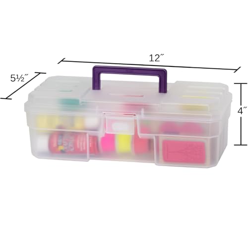 Akro-Mils 12-Inch ProBox Plastic Art Supply, Hobby or Craft Storage Toolbox, Model 09912CLPUR, (12-Inch x 5-1/2-Inch x 4-Inch), Clear
