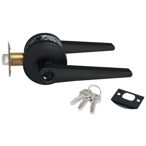 NEWBANG Round Plate Privacy Door Lever for Bedroom or Bathroom in Matte Black,TMC8820-DB-BK-12P