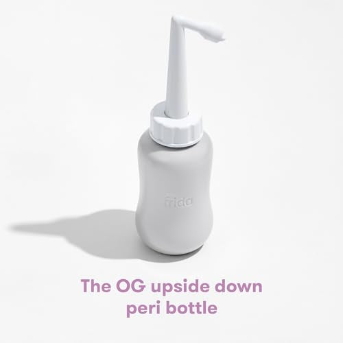 Frida Mom Upside Down Peri Bottle for Postpartum Care, Portable Bidet Perineal Cleansing and Recovery for New Mom, The Original Fridababy MomWasher, Grey