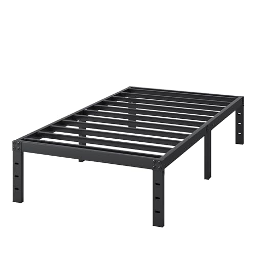 SHLAND Twin Bed Frames 16 Inch Metal Platform Bed Frame No Box Spring Needed, Twin Size Bed with Heavy Duty Strong Slat Support, Easy Assembly, No Noise, Black