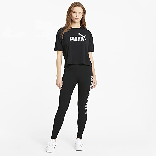 PUMA Women's Essentials Cropped Logo Tee, Black, Small