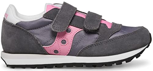 Saucony Jazz Double Hook & Loop Sneaker, Grey/Pink, 10.5 US Unisex Little Kid