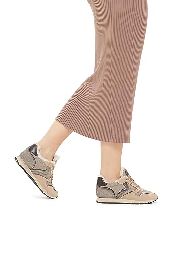 VOILE BLANCHE Women's Julia Shearling Trainers, Beige/Black, 5 Medium US