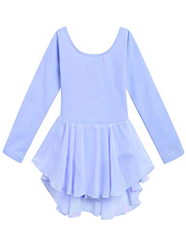 Zaclotre Ballet Leotards for Girls Toddler Classic Long Sleeve Criss-Cross Back Dance Dress Ballerina Outfits