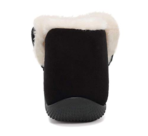 KEESKY Snow Boots for Toddler Boys Suede Fur Lined Winter Warm Outdoor Footwear Black Toddler Size 4.5 M Toddler Label Size 13