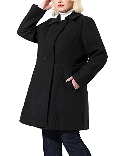 Agnes Orinda Women's Plus Size Coats Notched Lapel Single Breasted Cinched Waist Winter Pea Long Coat 2X Gray
