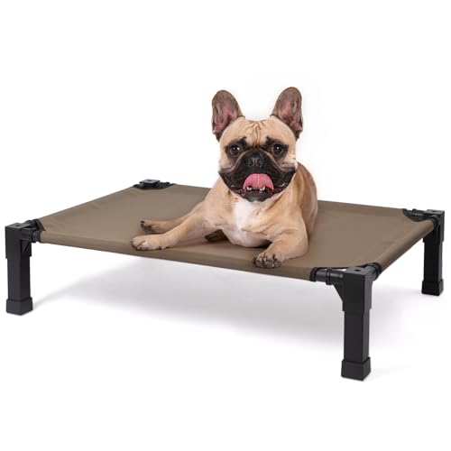 Cooling Elevated Dog Bed, Raised Dog Bed with Washable Breathable Mesh and Metal Frame, Portable Dog Cot Bed with No-Slip Feet for Outdoor and Indoor Use