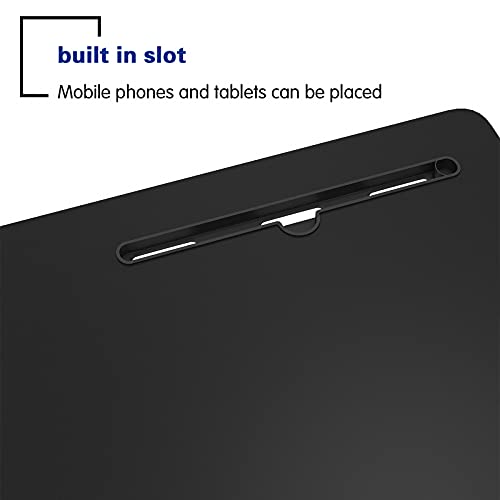 DlandHome Rolling Laptop Desk Stand Up Desk Adjustable Mobile Laptop Desk, 23.6 Inches Medium Size Side Table, Movable w/Tablet Slot & Wheels, Portable Stand for Bed Sofa Black