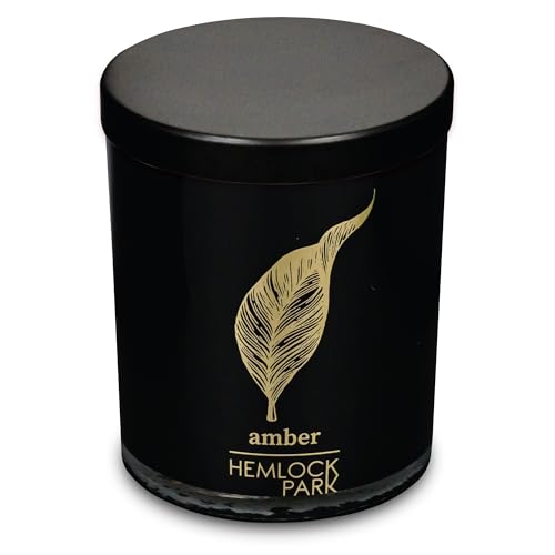 Hemlock Park Black & Gold Crackling Wood Wick Candle Handcrafted with Natural Plant-Based Coconut Wax (Lily of The Valley, Standard 7.2 oz)