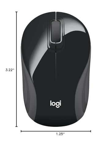 Logitech Wireless Mini Mouse M187 Ultra Portable, 2.4 GHz with USB Receiver, 1000 DPI Optical Tracking, 3-Buttons, PC / Mac / Laptop - Black