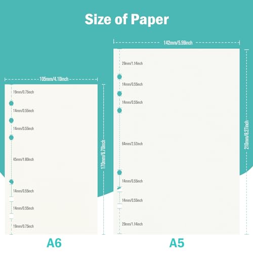A6 Refill Paper, 320 Pages A6 Loose Leaf Paper 6 Hole Notebook Refills for 6 Ring Refillable Binder Notebook Planner Diary Journals Painting Personal Organiser-Blank Pages