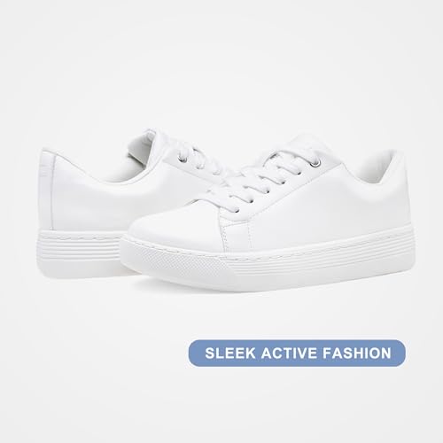 Vepose White Sneakers 8012A Fashion Comfortable Cute Lace up Shoes for Women Size 6(CJY8012A White 06)