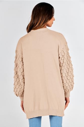 PRETTYGARDEN Women's Cardigan Sweaters Fall Clothes Open Front Cable Knit Oversized Winter Coats Outerwear (Beige,Small)