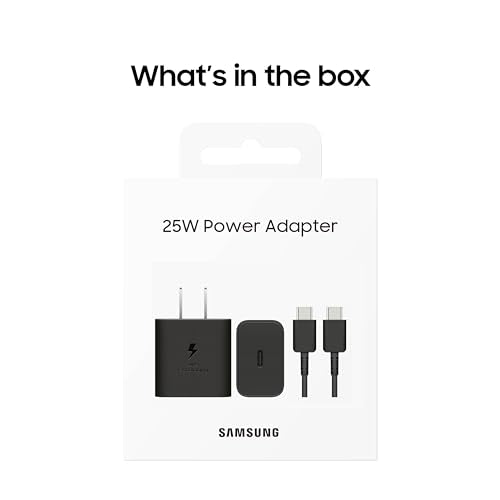 Samsung 25W Wall Charger Power Adapter with Cable, Super Fast Charging, Compact Design, Energy Efficient, Compatible with Galaxy and USB Type C Devices, Black