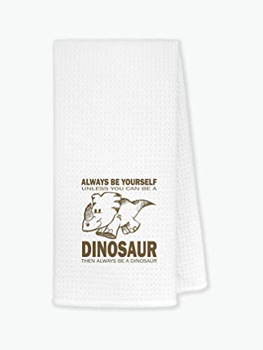 FULSOE Always Be Yourself Unless You Can Be A Dinosaur Kitchen Towels Dishcloths 24"x16",Cute Hand Drawn Rhino Dish Towels Bath Towels Hand Towels,Gifts for Boys Son Kids Girls