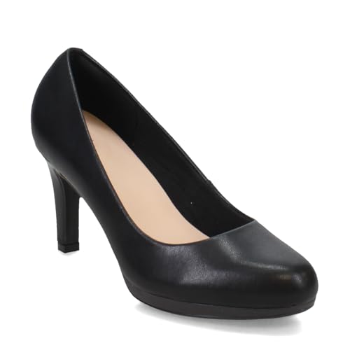 Clarks Women's Adriel Viola Dress Pump, Black Leather, 8.5