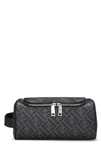 Fendi, Pre-Loved Black Zucca Coated Canvas Travel Pouch, Black