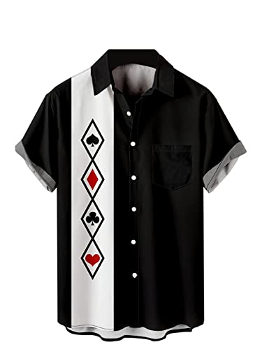 Men's St Patrick's Day Shirts 50's Vintage Bowling Print Short Sleeve Plus Size Camp Shirts