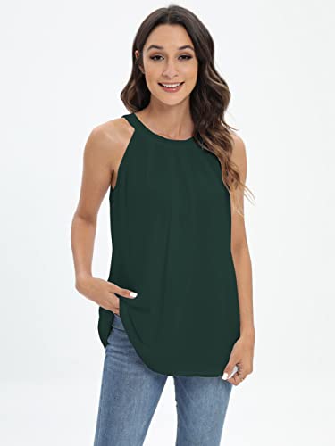 Famulily Womens Elegant Evening Halter Tank Tops Cute Party Bow Tie Back Blouses Tops Green S