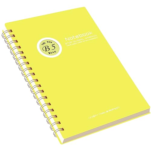 CAGIE Notebooks for School Supplies Spiral Notebook Wide Ruled 1 Subject 7''x10'' B5 Spiral Bound Journal Note Book for Women Study Student Work Note Taking, Yellow