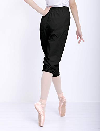 Daydance Black Teen Girls Dance Pants Ripstop Ballet Warm Up Perspiration Trousers