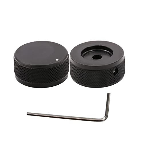 ROZILO 2Pcs Aluminum Potentiometer Control Knob Volume Audio for 6mm Diameter Shaft 35mm Dia. x 16mm Height Black