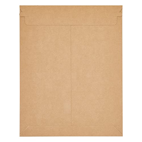 Juvale 25-Pack Stay Flat Rigid Cardboard Mailers 9 x 11.5 Inch - 450 GSM Brown Paper Comic Book Mailers Envelopes with Peel and Seal Closure for Mailing