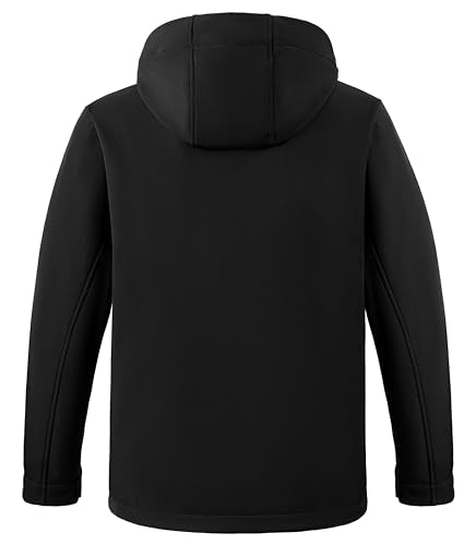 wantdo Men's Fleece Lined Jacket Black Windbreaker rain Jackets with Hood (Black, S)
