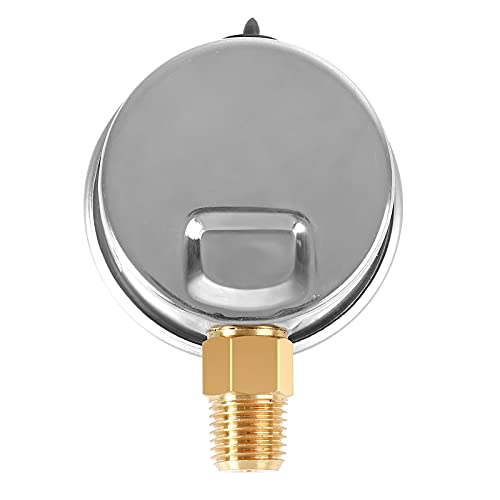 UHARBOUR Glycerin Filled Vacuum Pressure Gauge, 2-1/2" Clear dial,1/4" NPT Back Connection, Stainless Steel Case, Brass Movement, Dual Scales -30HG/60PSI……
