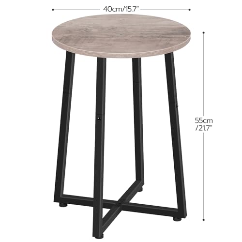 HOOBRO Round Side Table, Round Accent End Table with Sturdy X-Shaped Metal Frame, 15.7" Round Nightstand, for Living Room, Bedroom, Balcony, Office, Greige and Black BG95BZ01