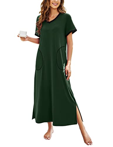 Ekouaer Women's Full Length Short Sleeve Nightgown