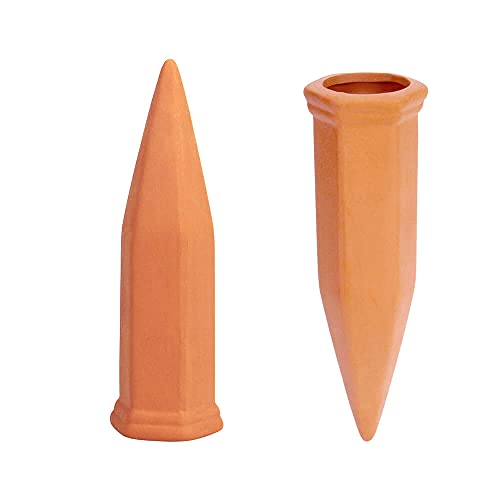 vensovo 2pcs Terracotta Watering Spikes - Automatic Self Watering Stakes, Plant Watering Devices for Wine Bottles Recycled Bottles, Clay Plant Garden Waterers for Vacations