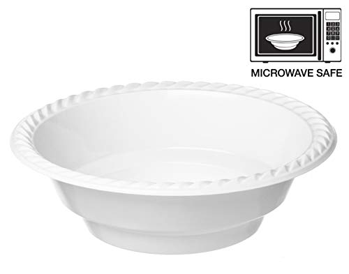Propack [50 Count] Disposable Plastic White 18 oz Heavy Weight Bowls, Great For Weddings, Home, Office, School, Party, Picnics, Take-out, Fast Food, Outdoor, Events, Or Every Day Use