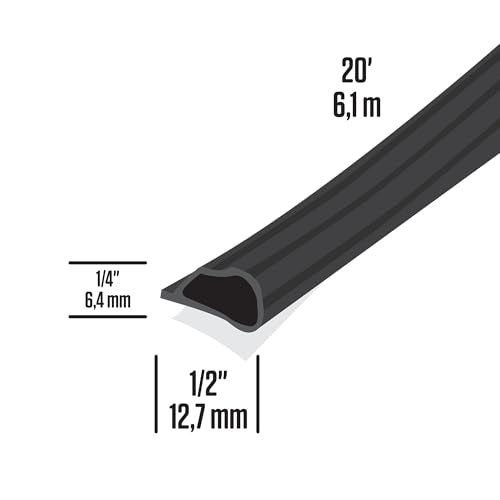 M-D Building Products 68668 Highly Durable Silicone Rubber Gasket Seal for Doors and Windows, Flexible in Extreme Temperatures, Ideal for Indoor and Outdoor Use, No Hardware Required (Black) (20 ft)