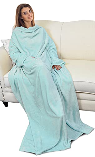 Catalonia Wearable Blanket with Sleeves and Pocket, Soft Comfy Fleece Snuggy Wrap Throws Blanket Robe for Women and Men